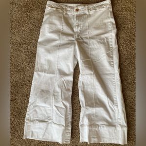 White Wide Leg Cropped Pants